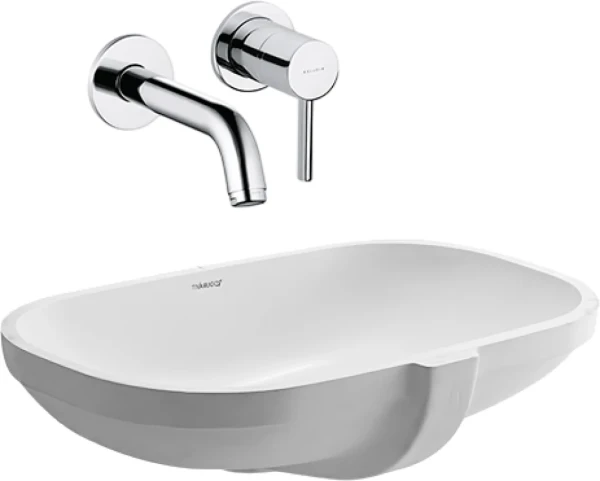 Комплект Раковина Duravit D-code 0338490000 встраиваемая + Смеситель Kludi Bozz 382440576 хром