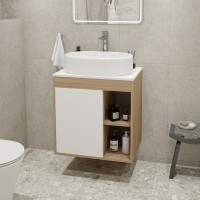 Тумба с раковиной Teymi Nura 60 дуб эврика, матовая белая, раковина Iva 52