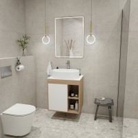 Тумба с раковиной Teymi Nura 60 дуб эврика, матовая белая, раковина Iva 52