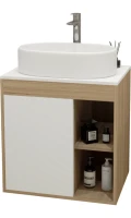 Тумба с раковиной Teymi Nura 60 дуб эврика, матовая белая, раковина Iva 52