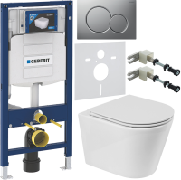 Комплект Унитаз подвесной BelBagno Flay-r + Крышка BB870SC с микролифтом + Инсталляция Geberit Duofix UP 320 111.300.00.5 + Кнопка Sigma 01 115.770.JQ.5 лакированная, матовый хром + Крепления 111.815.00.1 к стене + Звукоизоляция