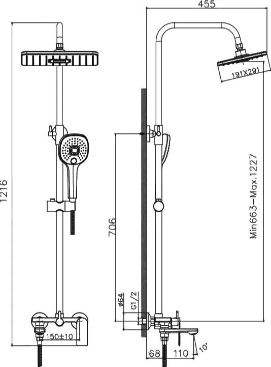 Душевая стойка Haiba HB24505 хром