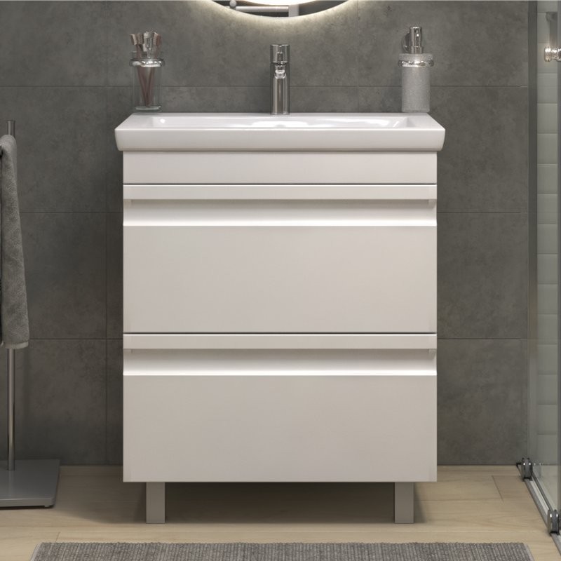 Тумба с раковиной Vigo Holly 70 напольная, белая, раковина Como 70