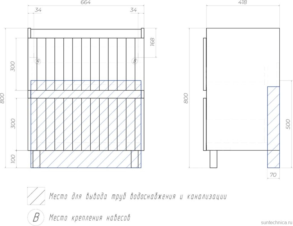 Тумба с раковиной Vigo Finlay 70 белая