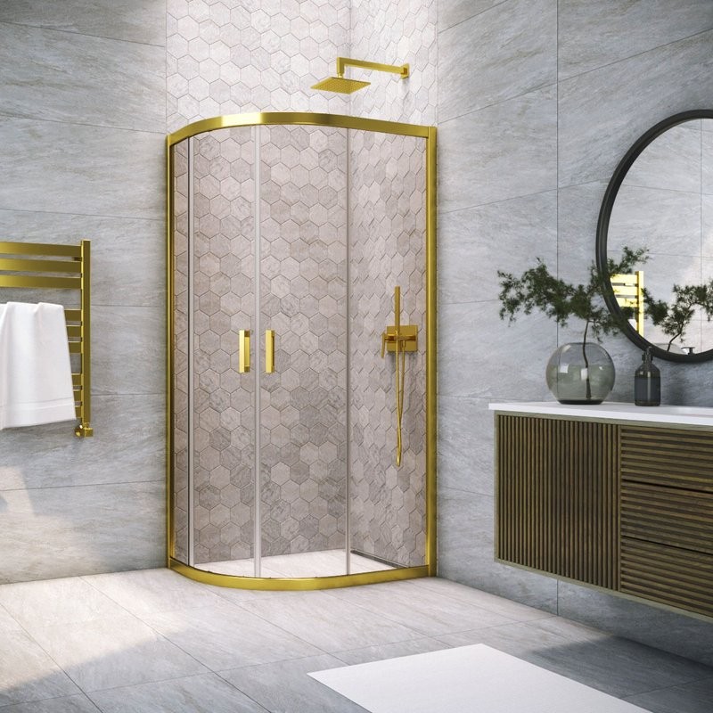 Душевой уголок Vegas Glass ZS-F Tur Novo h1900 90*80 09 05 профиль золото, стекло бронза