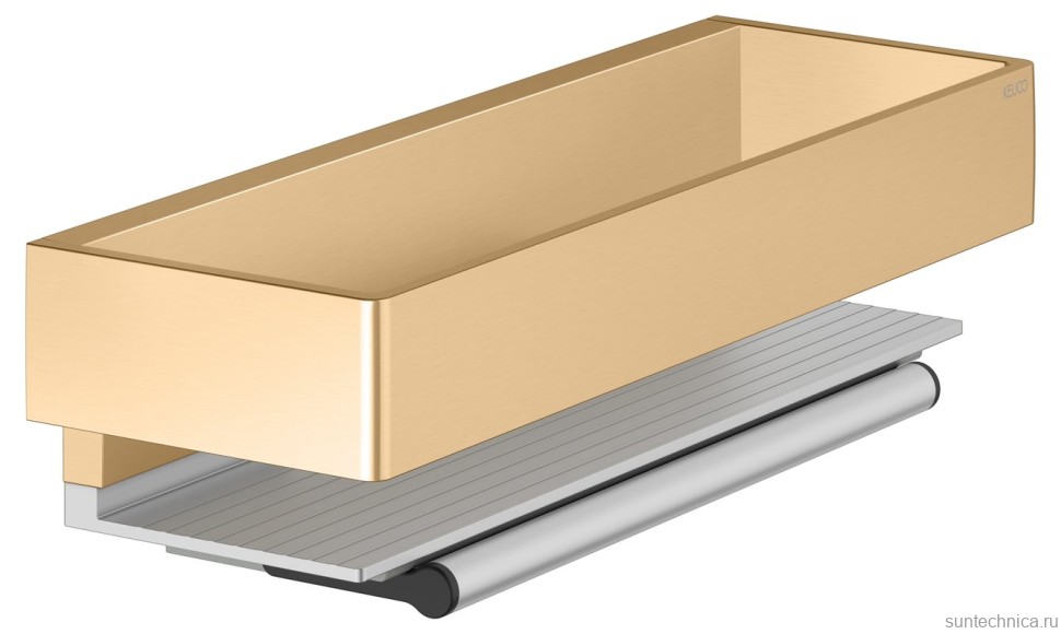 Полка Keuco Edition 11 11159 со стеклоочистителем, латунь шлифованная, алюминий серебристый анодированный