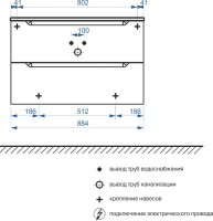 Тумба с раковиной Belux Ганновер 90 подвесная, белая глянцевая, 2 ящика