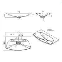Тумба с раковиной Belux Ганновер 90 подвесная, белая глянцевая, 2 ящика