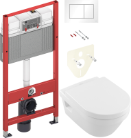 Комплект Унитаз подвесной Villeroy & Boch Omnia Architectura 5684HR01 alpin, безободковый + Инсталляция TECE Base 9400413 4 в 1 с кнопкой смыва