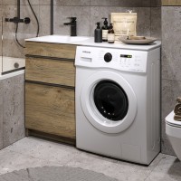 Тумба с раковиной Aqwella Terra 53 L напольная, под стиральную машину, дуб балтийский