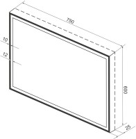 Зеркало Wellsee 7 Rays’ Spectrum 75х60 с фронтальной подсветкой, черное матовое