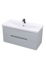 Тумба с раковиной SanStar Ориана 100 подвесная, серая, раковина Kirovit Фостер 100