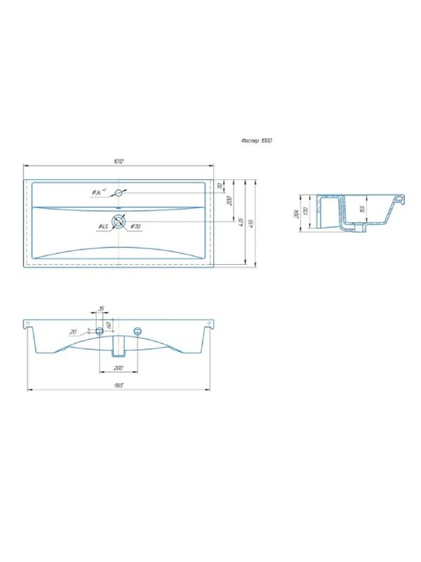 Тумба с раковиной SanStar Ориана 100 подвесная, серая, раковина Kirovit Фостер 100
