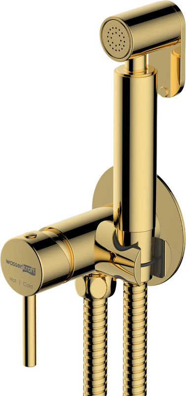 Гигиенический душ Wasserkraft Sauer A70738 со смесителем, С ВНУТРЕННЕЙ ЧАСТЬЮ, глянцевое золото PVD