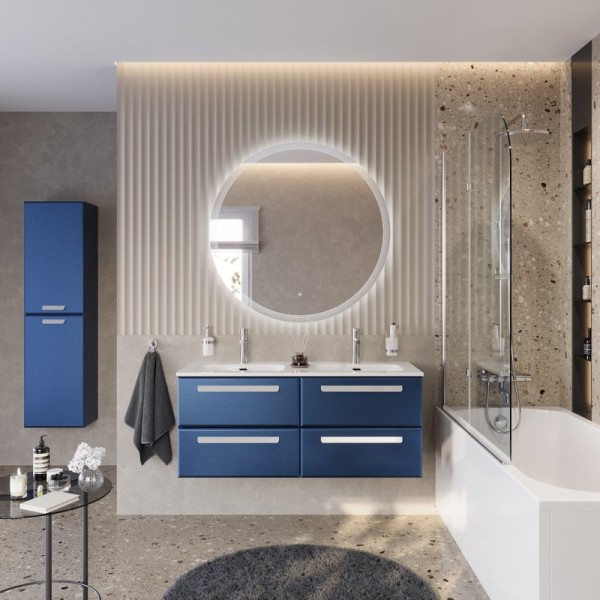 Мебель для ванной комнаты Cezares Eco Cer-N 120 4 ящика, sapfiro, раковина Eco 120, двойная, ручки сатин