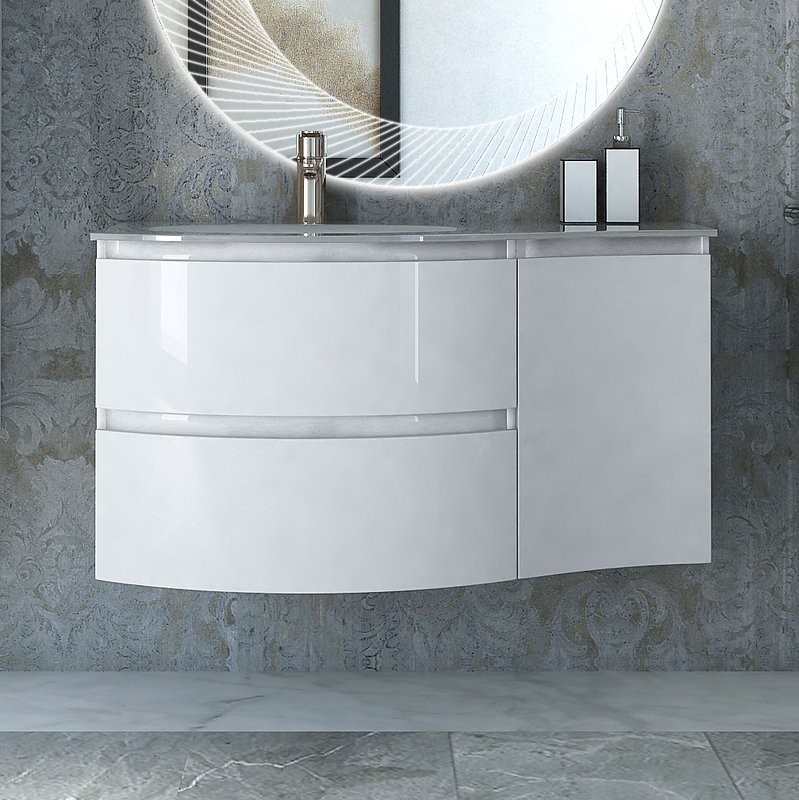 Тумба с раковиной Cezares Vague 104 L bianco lucido