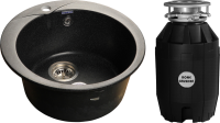 Комплект Мойка GranFest Rondo GF-R480 черный + Измельчитель Bone Crusher BC 810-AS