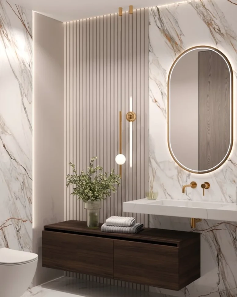Раковина Armadi Art Flat Calacatta 100 с кронштейнами