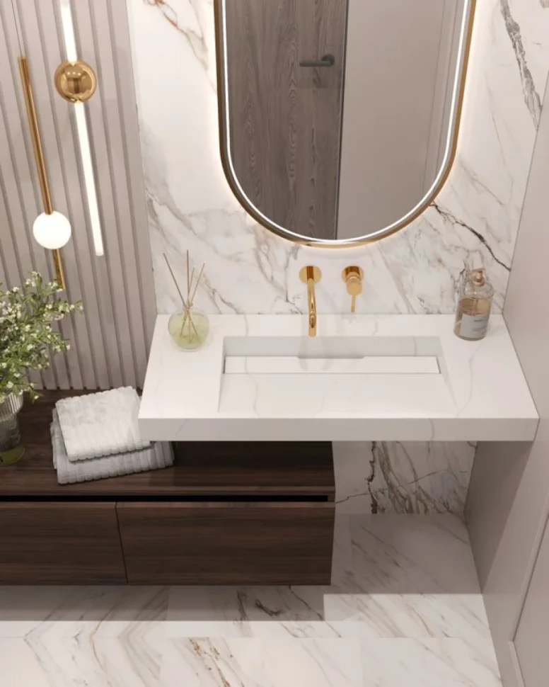 Раковина Armadi Art Flat Calacatta 100 с кронштейнами