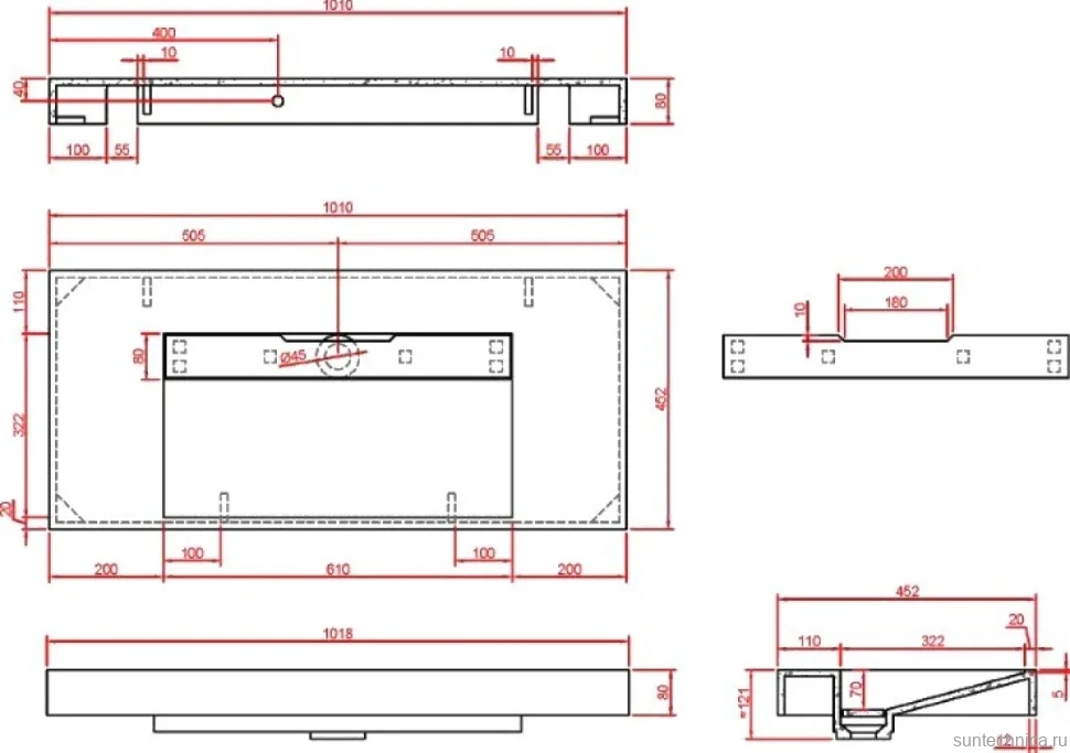 Раковина Armadi Art Flat Calacatta 100 с кронштейнами