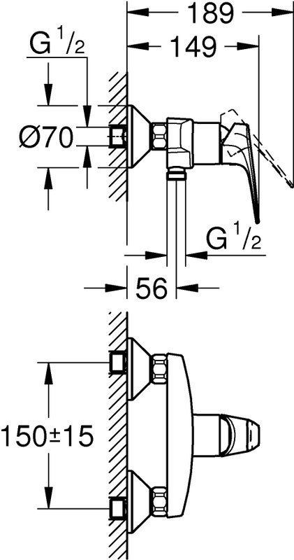 Душевой комплект Смеситель для душа Grohe BauFlow 23632000 + Стойка Euphoria 27421002