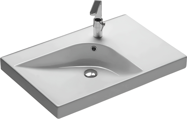 Раковина Hatria Grandangolo SX YXF901 75, 1 готовое отверстие под смеситель