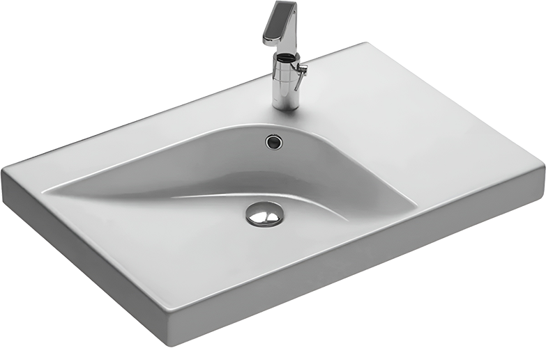 Раковина Hatria Grandangolo SX YXF901 75, 1 готовое отверстие под смеситель