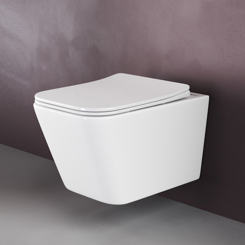 Комплект Унитаз подвесной Ceramicanova Metric CN3007 безободковый, с микролифтом + Инсталляция Envision CN1002M + Кнопка Flat, матовый хром