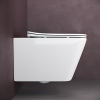 Комплект Унитаз подвесной Ceramicanova Metric CN3007 безободковый, с микролифтом + Инсталляция Envision CN1002M + Кнопка Flat, матовый хром