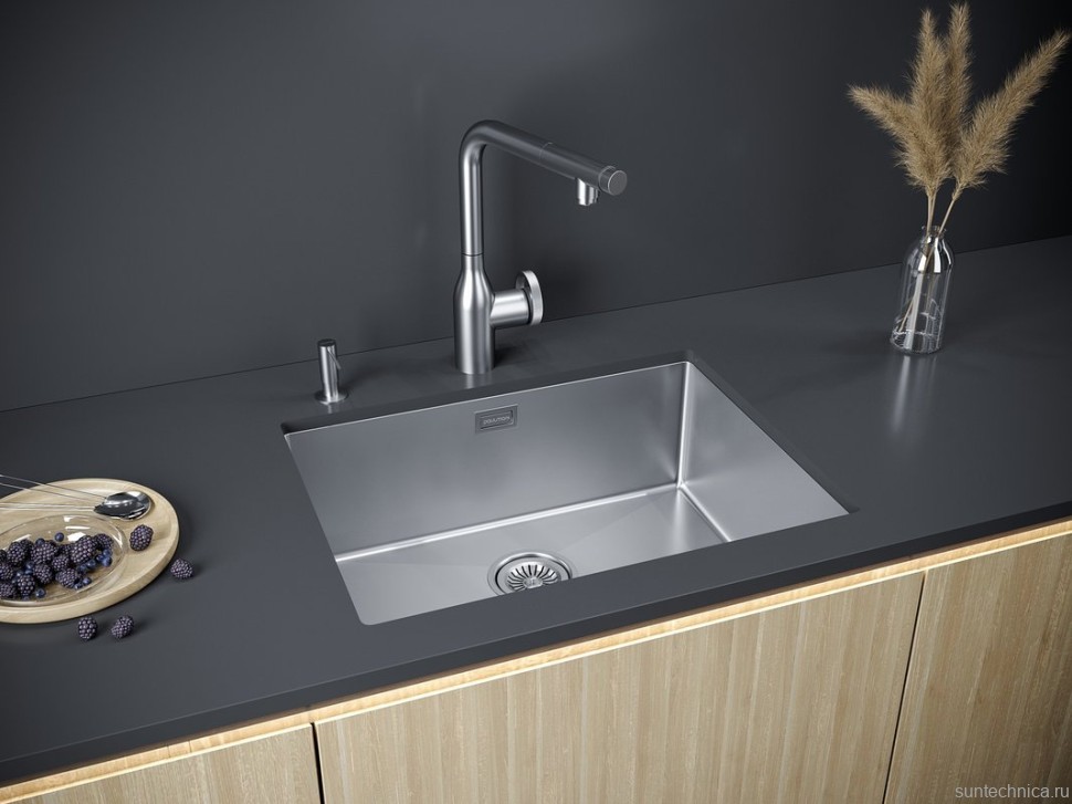 Комплект Мойка Paulmark Next PM215844-BS брашированная нержавеющая сталь + Измельчитель Intenso