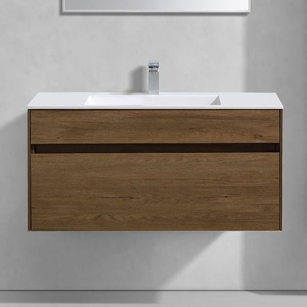 Тумба с раковиной Vincea Chiara 100, дуб табак, с белой раковиной