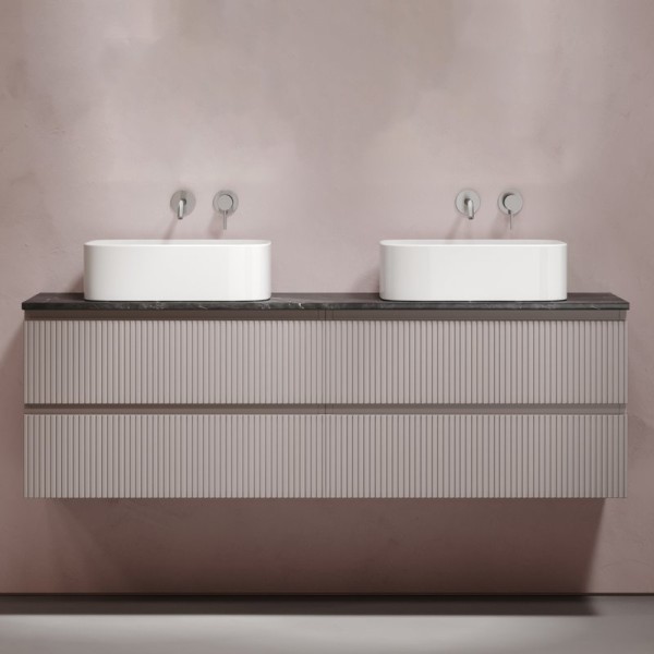 Тумба с раковиной Sancos Snob T 160 doha soft, столешница черный мрамор TT160A1, раковина CN6052