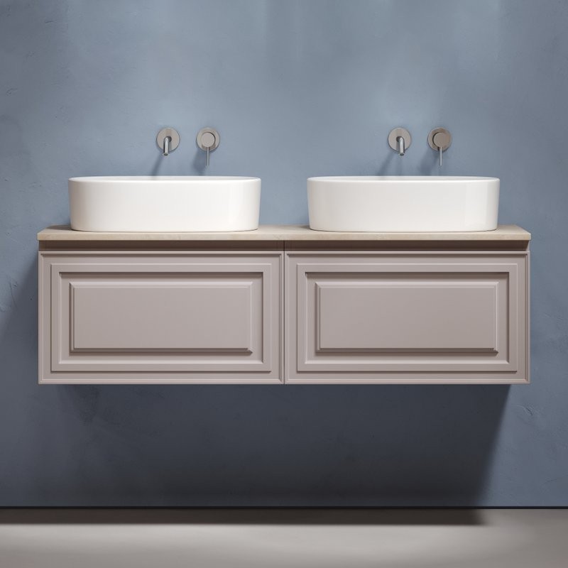 Тумба с раковиной Sancos Very 140 doha soft, столешница бежевая TT140A2, раковина CN6075