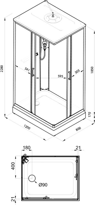 Душевая кабина Triton Квадро Щ0000064616 120х80 А