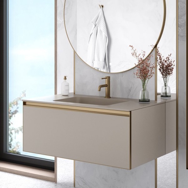Тумба с раковиной Armadi Art Quatro 1 100 daphne, профиль matt gold, с раковиной daphne