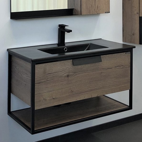 Тумба с раковиной Comforty Бонн 90 дуб темный