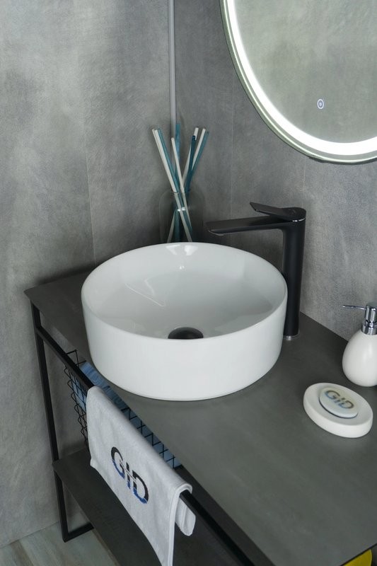 Накладная раковина GID Esfera N9425 40 глянцевая белая, круглая, фаянс