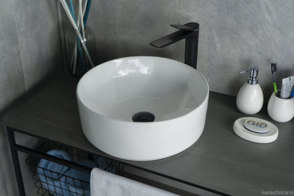 Накладная раковина GID Esfera N9425 40 глянцевая белая, круглая, фаянс