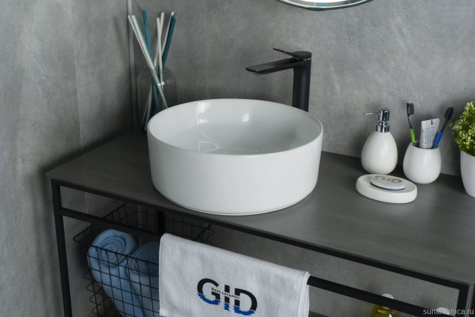 Накладная раковина GID Esfera N9425 40 глянцевая белая, круглая, фаянс