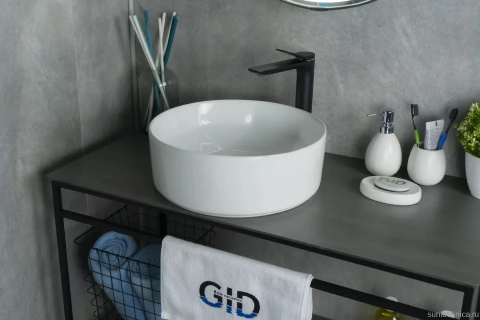 Накладная раковина GID Esfera N9425 40 глянцевая белая, круглая, фаянс