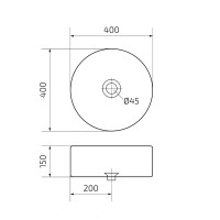 Накладная раковина GID Esfera N9425 40 глянцевая белая, круглая, фаянс