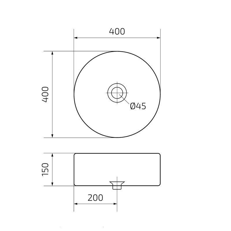 Накладная раковина GID Esfera N9425 40 глянцевая белая, круглая, фаянс