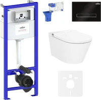 Комплект Lavinia Boho Унитаз подвесной Smart V-Clean 3359102R с микролифтом + Инсталляция RelFix 38010010 + Кнопка RelFix 3805003B + Дозатор RelFix 38040010