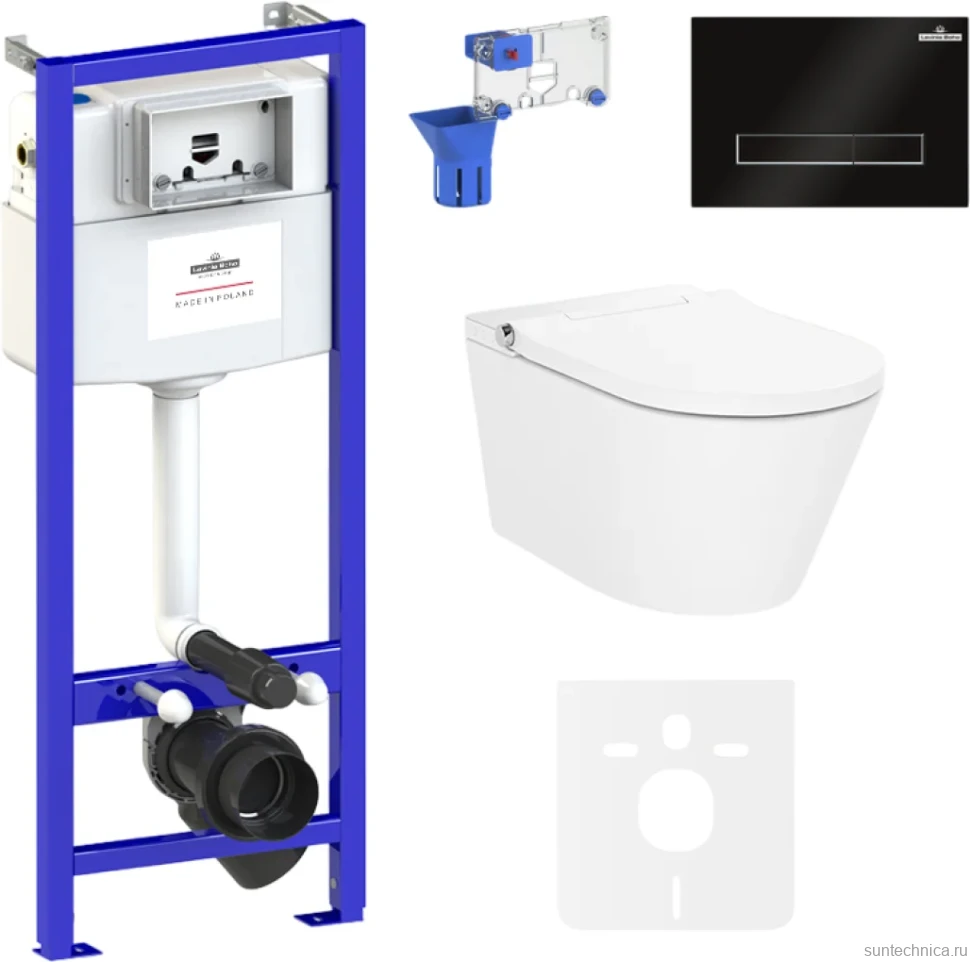 Комплект Lavinia Boho Унитаз подвесной Smart V-Clean 3359102R с микролифтом + Инсталляция RelFix 38010010 + Кнопка RelFix 3805003B + Дозатор RelFix 38040010