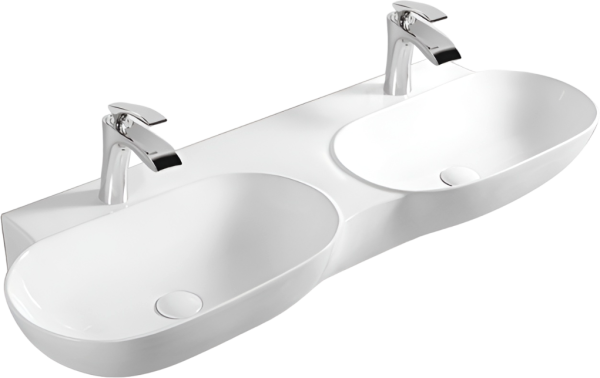 Накладная раковина SantiLine SL-2113 двойная, белая