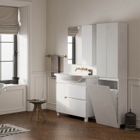 Шкаф-пенал для ванной Belux Неаполь 50 напольный, белый глянцевый