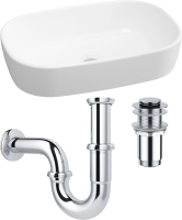 Комплект Накладная раковина Lavinia Boho Bathroom Sink 33311002 + Донный клапан Wellsee Drainage System 182134000 хром + Сифон 182102000 хром