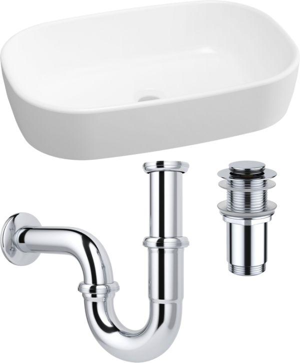 Комплект Накладная раковина Lavinia Boho Bathroom Sink 33311002 + Донный клапан Wellsee Drainage System 182134000 хром + Сифон 182102000 хром
