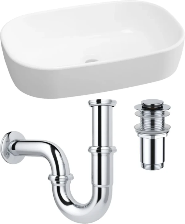 Комплект Накладная раковина Lavinia Boho Bathroom Sink 33311002 + Донный клапан Wellsee Drainage System 182134000 хром + Сифон 182102000 хром