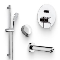 Душевой комплект Смеситель Remer X Style X09L С ВНУТРЕННЕЙ ЧАСТЬЮ + Гарнитур 315R318CP + Подключение 309L + Излив 91M для ванны